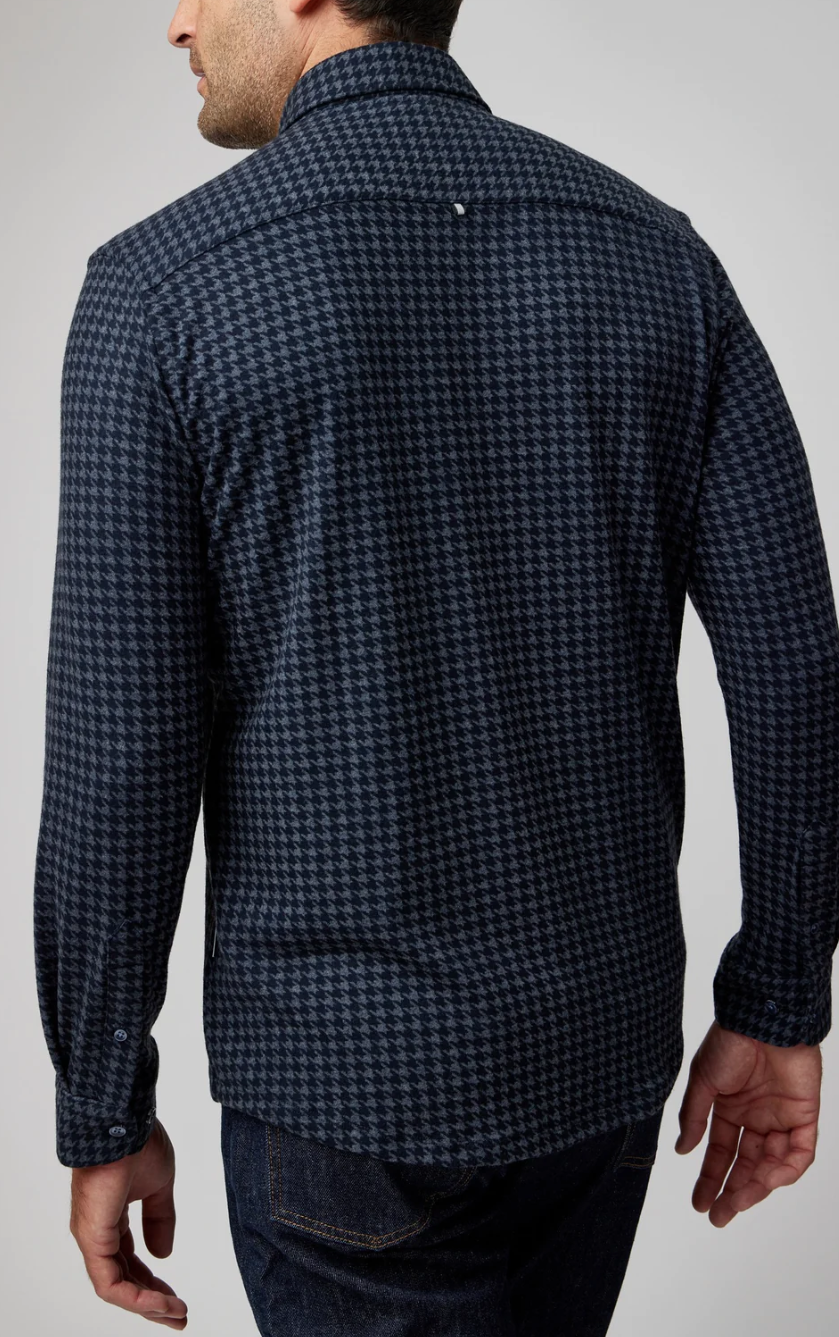 HOUNDSTOOTH LONG SLEEVE KNIT SHIRT