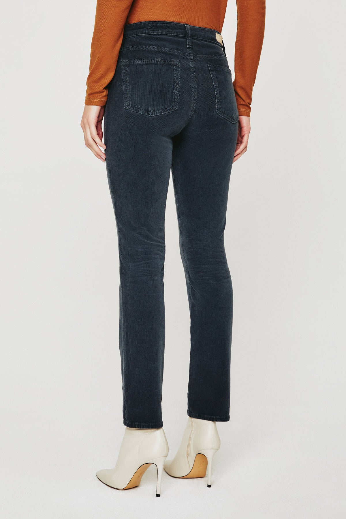 ag jeans mari high rise jean in grey corduroy, rear view