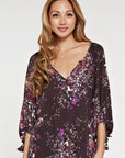 TASSEL SLEEVE FLORAL V-NECK BLOUSE