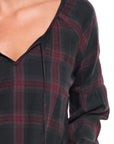 PLAID PEASANT BLOUSE