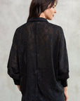 SHEER JACQUARD FLORAL DOLMAN BLOUSE