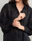 SHEER JACQUARD FLORAL DOLMAN BLOUSE