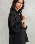 SHEER JACQUARD FLORAL DOLMAN BLOUSE