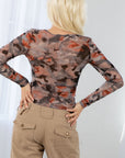 WATERCOLOUR MESH LONG SLEEVE TOP