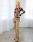 WATERCOLOUR MESH LONG SLEEVE TOP