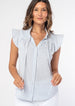 GINGHAM RUFFLE SLEEVE BLOUSE