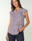 FLORAL RUFFLE SLEEVE BLOUSE