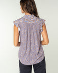 FLORAL RUFFLE SLEEVE BLOUSE