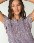 FLORAL RUFFLE SLEEVE BLOUSE