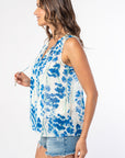 WATER COLOUR FLORAL TIE NECK TANK