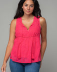 LEAF PRINT TANK WITH TASSELS