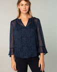 PAISLEY CHIFFON BELL SLEEVE BLOUSE
