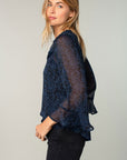 PAISLEY CHIFFON BELL SLEEVE BLOUSE