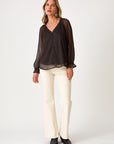 RUFFLE NECK SHEER BLOUSE