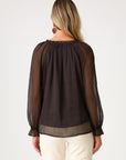 RUFFLE NECK SHEER BLOUSE