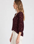 TONAL PRINT V-NECK BLOUSE