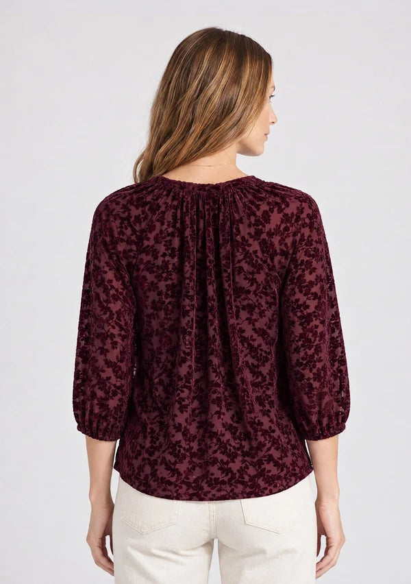 TONAL PRINT V-NECK BLOUSE