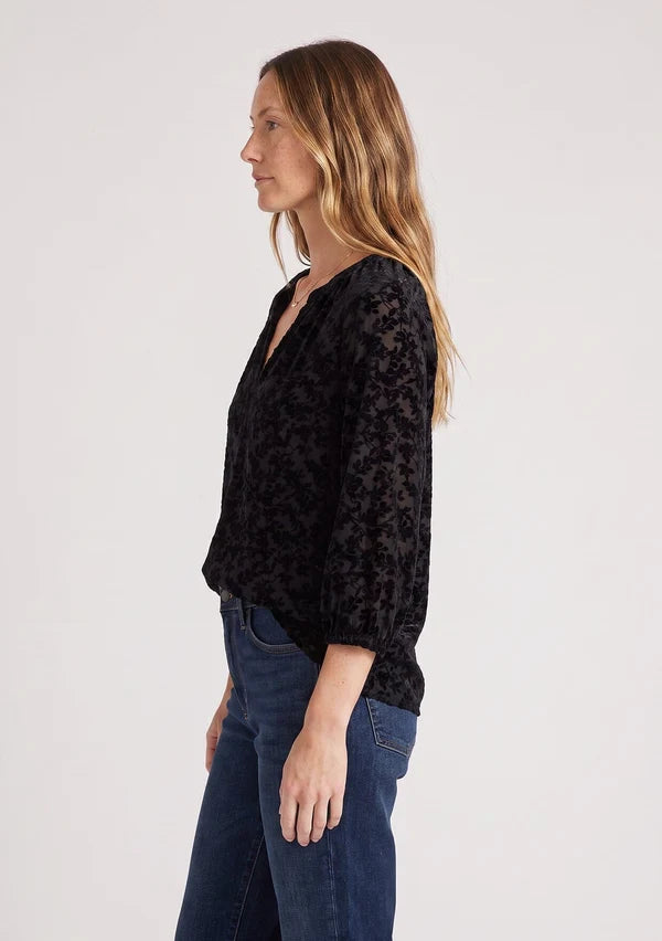 TONAL PRINT V-NECK BLOUSE