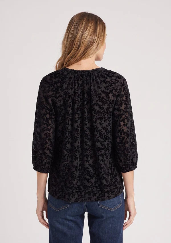 TONAL PRINT V-NECK BLOUSE