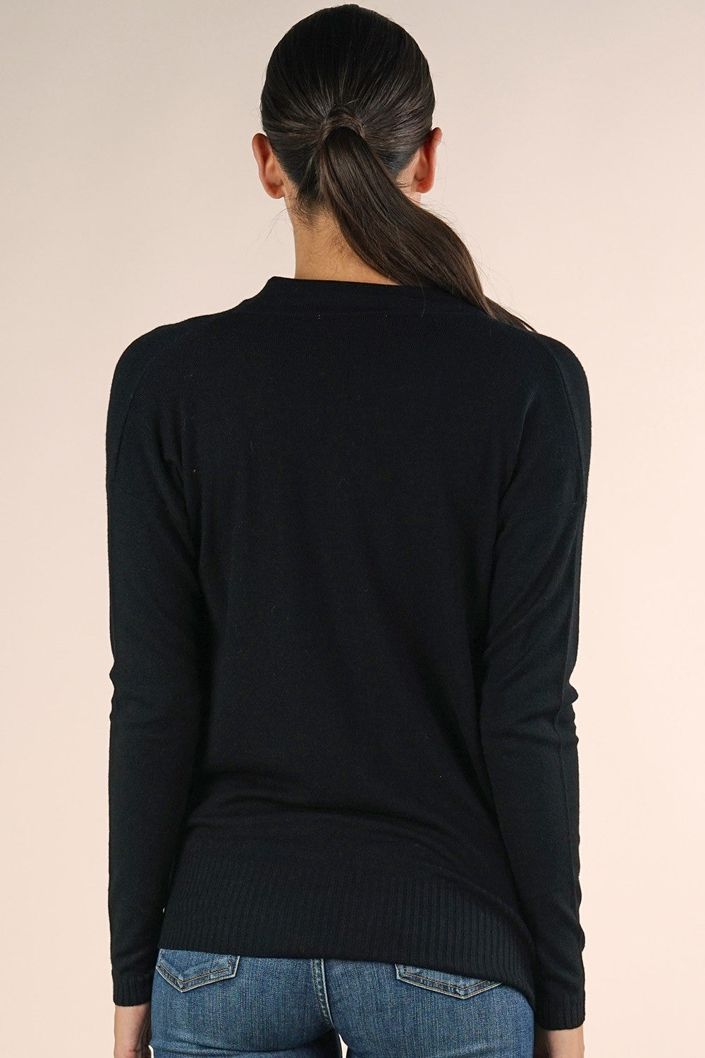 COWL NECK FINE KNIT SWEATER