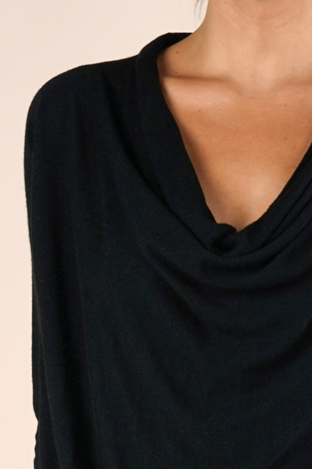COWL NECK FINE KNIT SWEATER