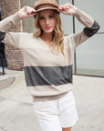 BOLD STRIPE METALLIC V-NECK SWEATER