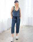 BUTTON FRONT TENCEL JUMPSUIT