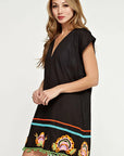 EMBROIDERED COVER UP WITH POM POM HEM