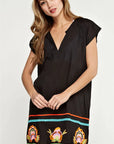 EMBROIDERED COVER UP WITH POM POM HEM
