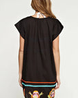 EMBROIDERED COVER UP WITH POM POM HEM