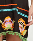 EMBROIDERED COVER UP WITH POM POM HEM