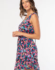 RUFFLE HEM FLORAL V-NECK DRESS