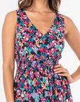 RUFFLE HEM FLORAL V-NECK DRESS
