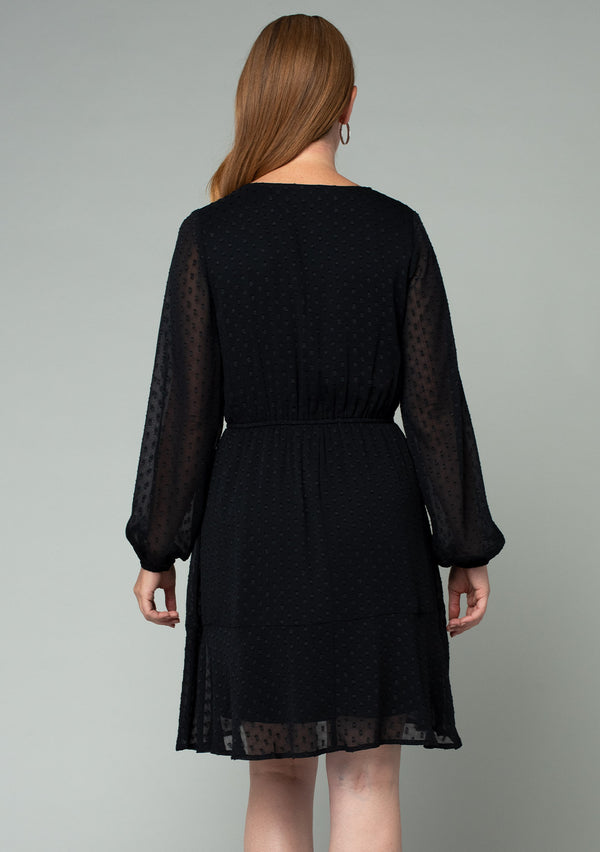 SWISS DOT V-NECK MINI DRESS