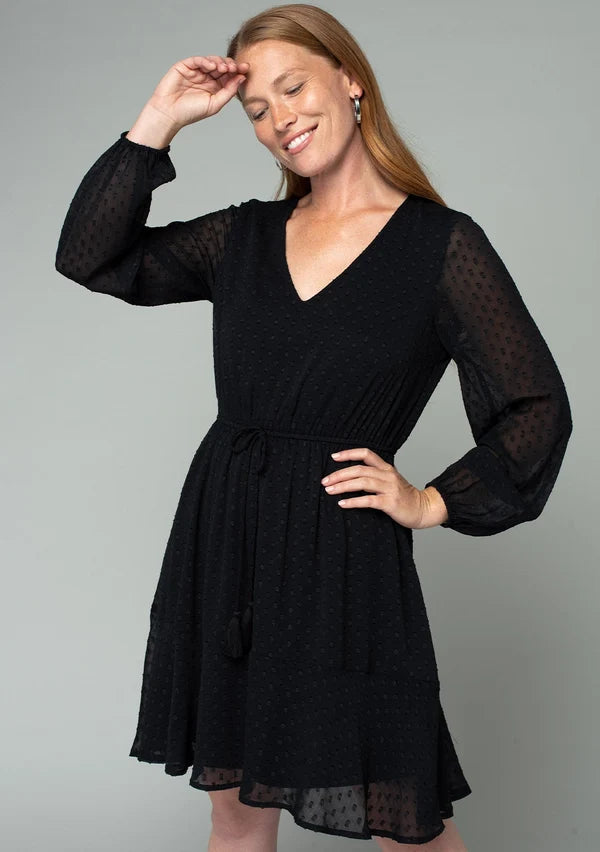 SWISS DOT V-NECK MINI DRESS