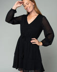 SWISS DOT V-NECK MINI DRESS
