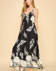 LEAF PRINT MAXI SUNDRESS