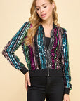 SEQUIN STRIPED BOMBER
