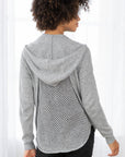 OPEN KNIT BACK HOODIE