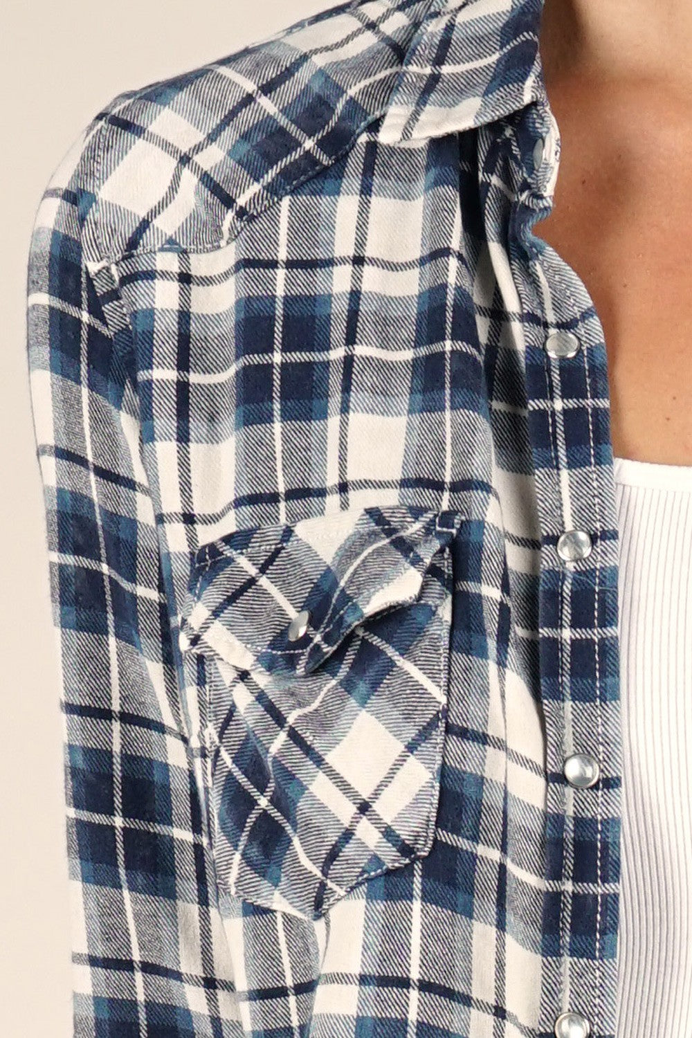 SNAP BUTTON PLAID SHIRT