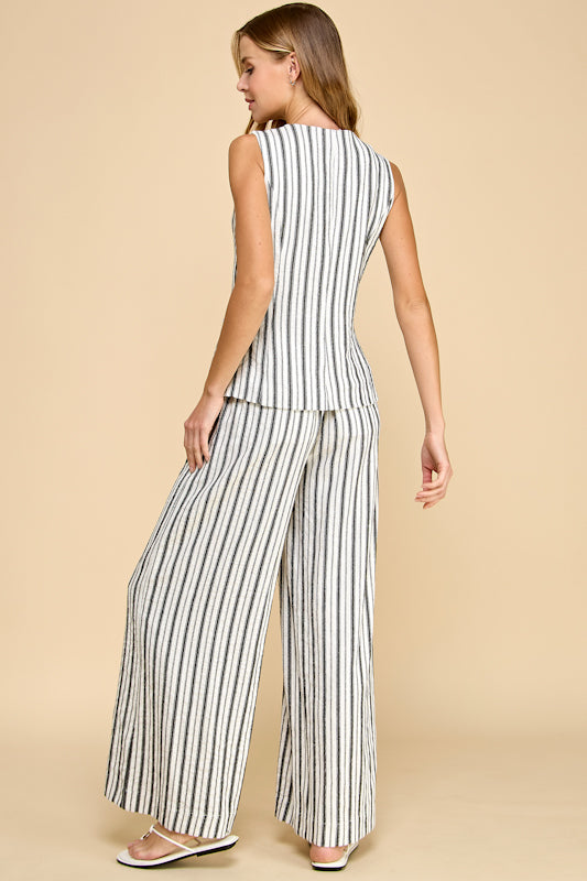 MIXED STRIPE WIDE LEG PANT