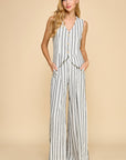 MIXED STRIPE WIDE LEG PANT