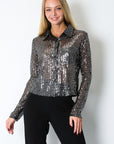 SEQUINNED LONG SLEEVE SHIRT