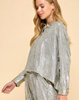 GLITTER TOUCH BUTTON DOWN SHIRT
