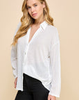 SEQUIN V-NECKV BUTTON DOWN SHIRT