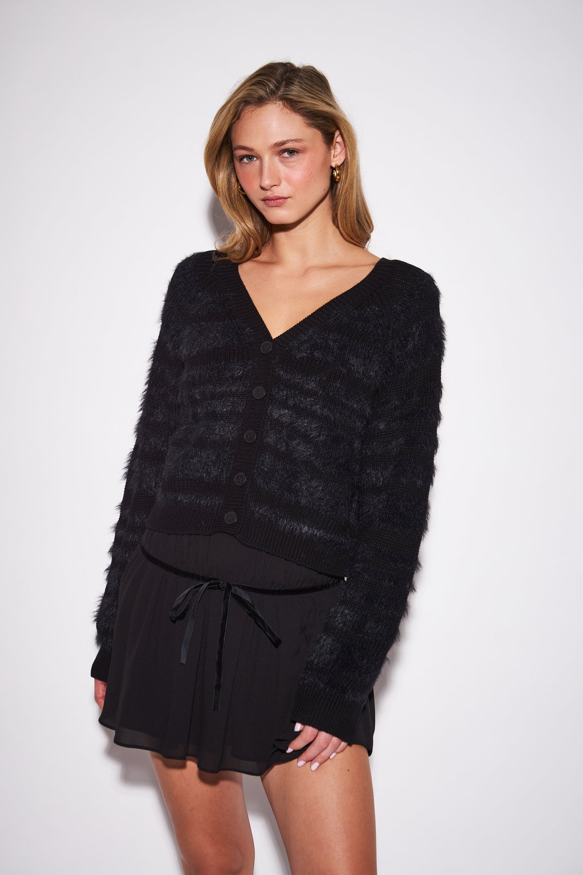 JACQUELYN EYELASH STRIPE CARDIGAN