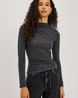 JOELLE BRUSHED TISSUE JERSEY DRAPED TOP