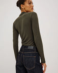 JOELLE BRUSHED TISSUE JERSEY DRAPED TOP
