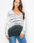 CREPE TIE DYE LONG SLEEVE DOLMAN TOP