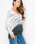 CREPE TIE DYE LONG SLEEVE DOLMAN TOP